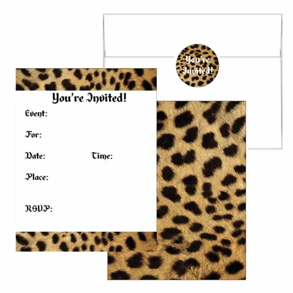 Cheetah Print Invitations Cards Envelopes and You're Invited Sticker Seals